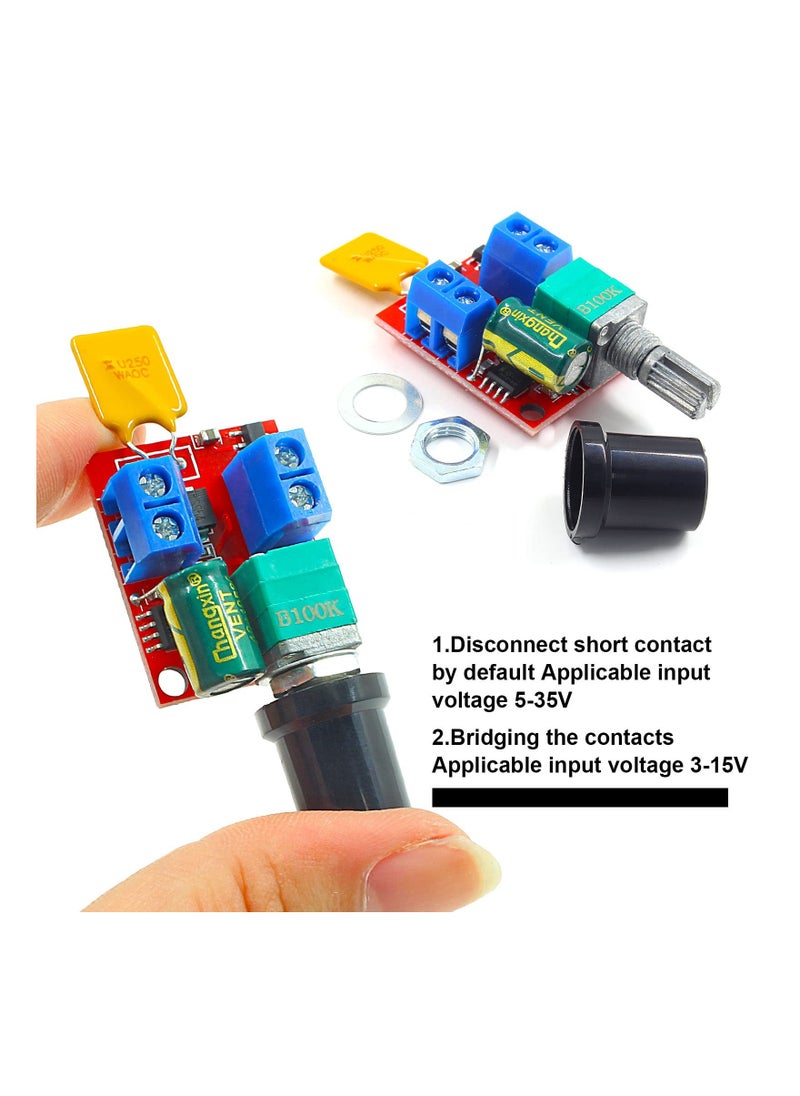 SYOSI - SYOSI 3 Pack Mini PWM DC Motor Speed Controller, DC 3V 6V 12V 24V 35V 5A Speed Control Switch Small LED Dimmer - Image 1