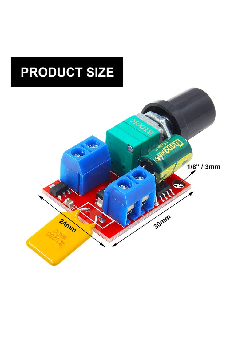 SYOSI - SYOSI 3 Pack Mini PWM DC Motor Speed Controller, DC 3V 6V 12V 24V 35V 5A Speed Control Switch Small LED Dimmer - Image 1