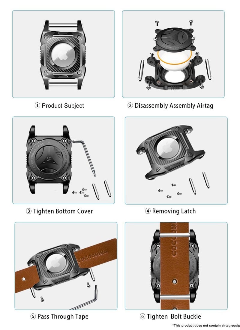 Airtag Dog Collar Holder,IPX8 Waterproof Dog Airtag Holder Case,Hard TPU Full Protection with Detachable Iron Bolt for Air Tag Dog Collar,Compatible Apple Air tag.