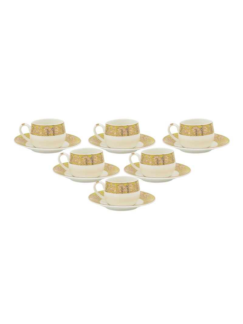 JCPL Fine Ceramic Printed Coral Aroma AS1 Cup Saucer Set of 12 6 Cups 6 Saucers 180 ml Each - Image 2