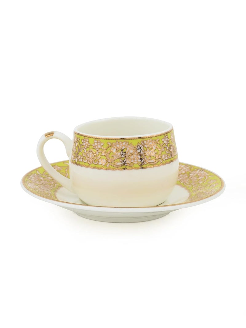 JCPL Fine Ceramic Printed Coral Aroma AS1 Cup Saucer Set of 12 6 Cups 6 Saucers 180 ml Each - Image 3