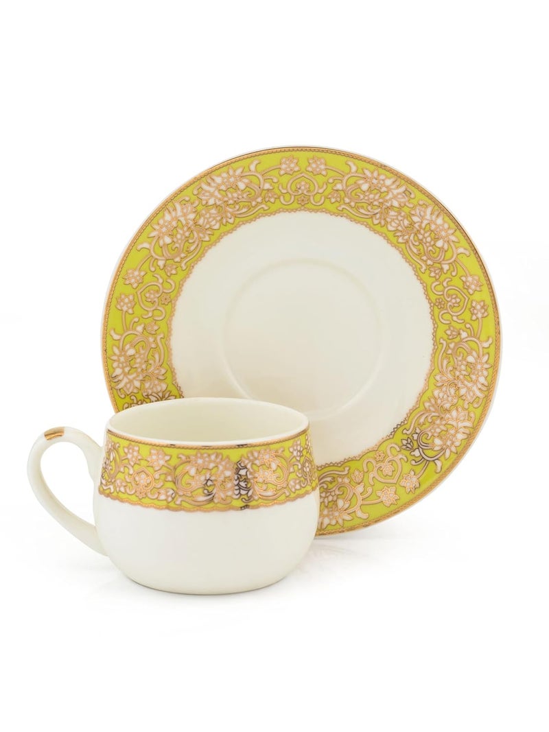JCPL Fine Ceramic Printed Coral Aroma AS1 Cup Saucer Set of 12 6 Cups 6 Saucers 180 ml Each - Image 4