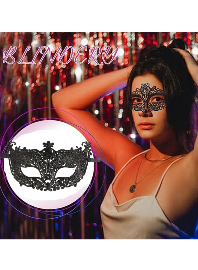 Happy D 5-piece set of women's eye masks, masquerade ball masks, Venetian masks, suitable for carnival parties and costume balls, in gold, black, silver, blue, pink, and red - Image 4