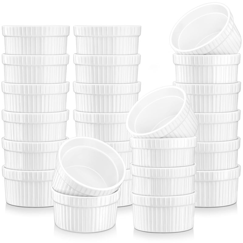 MALACASA 24 Piece 55ML Ramekins Mini Porcelain Dipping Bowls Small Creme Brulee Ramekins Souffl Dishes Baking Dish for Serving Dip Custard Ice Cream Oven Safe Ivory White