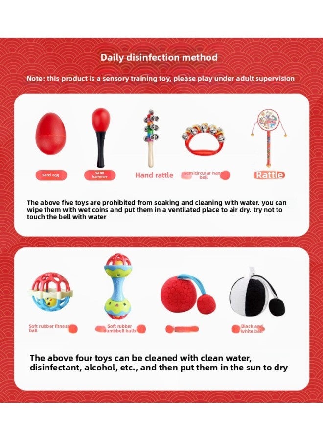 Small Sand Hammer Baby Training Toy Hand Grasping Hearing Tracking Neonatal Early Education Red Rattle-Color:Rattle The Bell To Clean Way See Here - Image 1