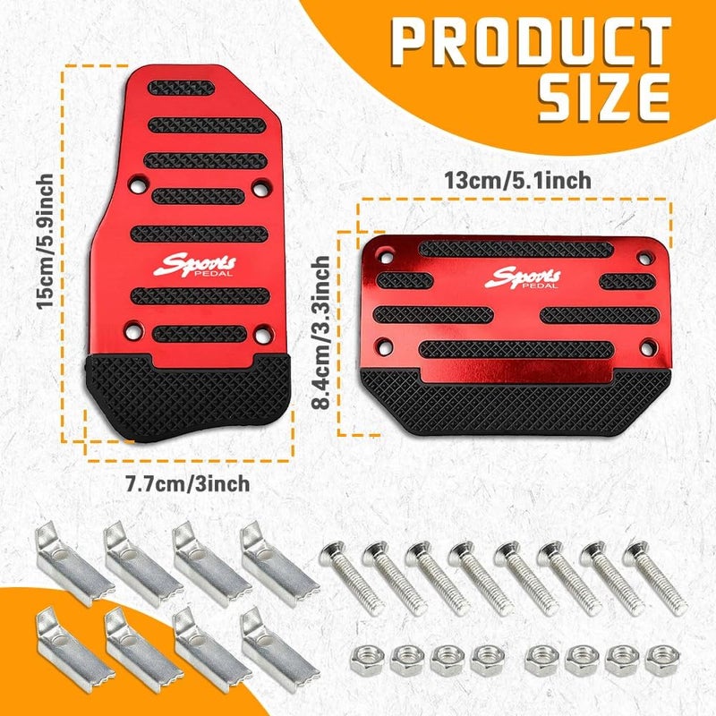 HAOBO Zufoty 2PCS Car Pedal Covers, Non- Slip Automatic Transmission Pedal Covers Replacement Kit, Premium Aluminum Alloy Non-Slip Gas and Brake Pedals Covers Universal Car Accessories Fits Most Car - Image 3