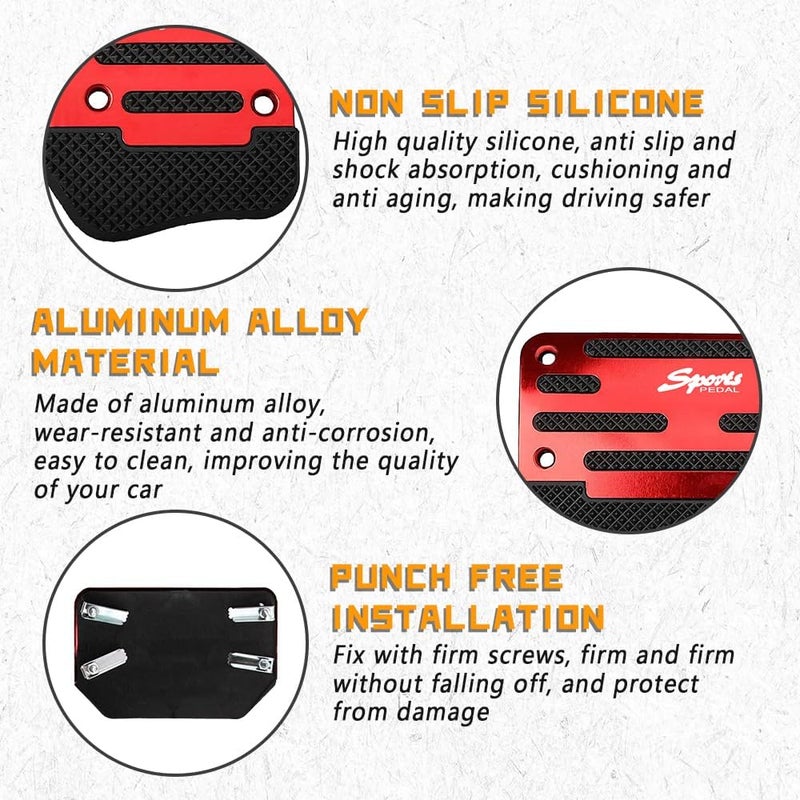 HAOBO Zufoty 2PCS Car Pedal Covers, Non- Slip Automatic Transmission Pedal Covers Replacement Kit, Premium Aluminum Alloy Non-Slip Gas and Brake Pedals Covers Universal Car Accessories Fits Most Car - Image 5