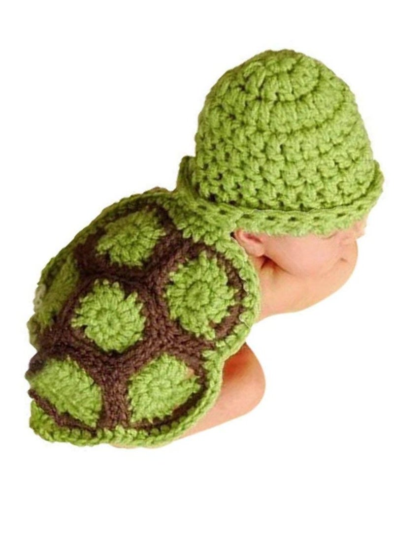KASTWAVE Newborn Baby Photo Prop, Boy Girl Clothes Knitted Crochet Photography Prop Cute Handmade Turtle Costume Unisex Set Newborn Crochet Photoshoot Outfits Accessory for Baby Boys Girls 0-6 Months - Image 1