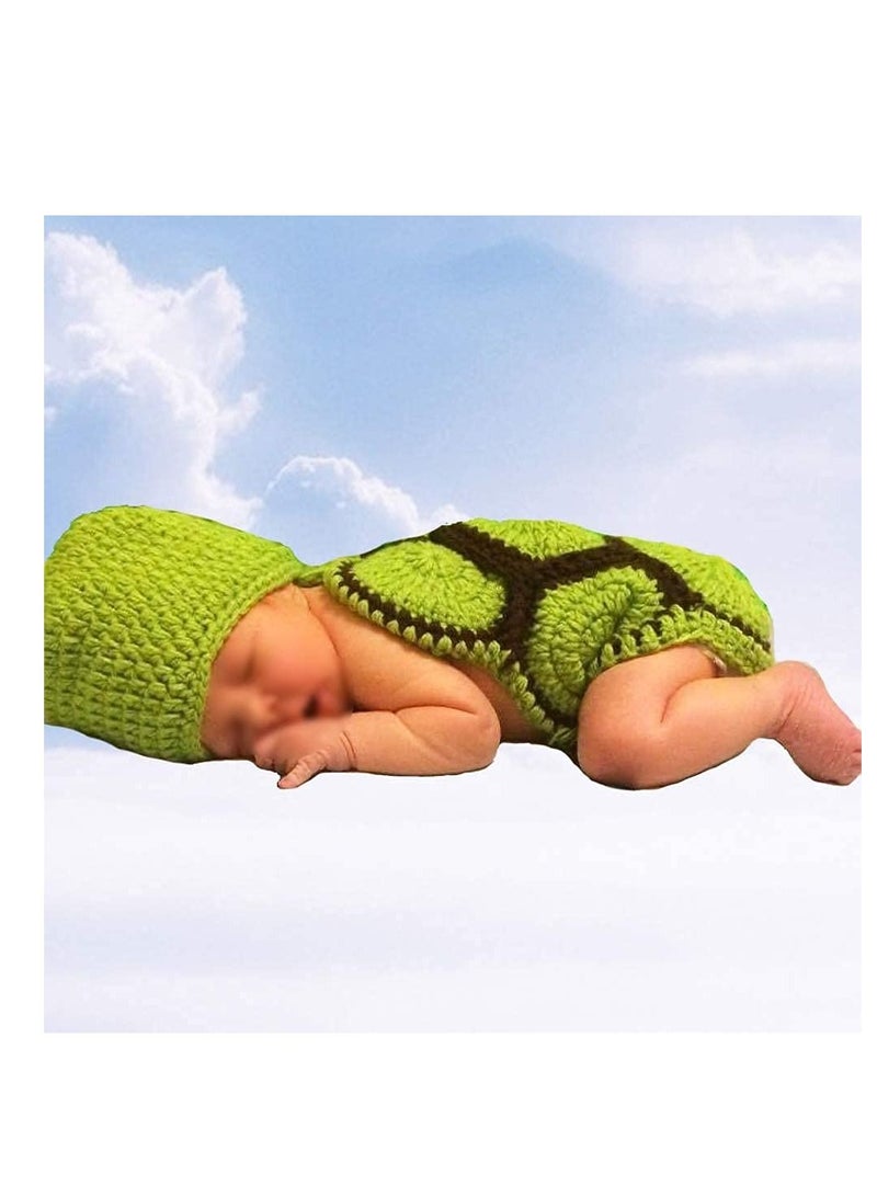 KASTWAVE Newborn Baby Photo Prop, Boy Girl Clothes Knitted Crochet Photography Prop Cute Handmade Turtle Costume Unisex Set Newborn Crochet Photoshoot Outfits Accessory for Baby Boys Girls 0-6 Months - Image 2