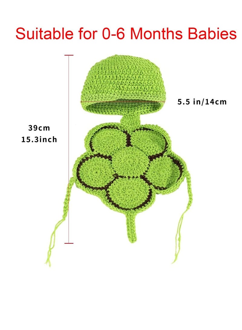 KASTWAVE Newborn Baby Photo Prop, Boy Girl Clothes Knitted Crochet Photography Prop Cute Handmade Turtle Costume Unisex Set Newborn Crochet Photoshoot Outfits Accessory for Baby Boys Girls 0-6 Months - Image 4