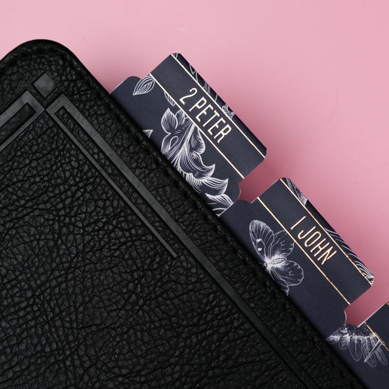 UPAFEXXI-Laminated Bible Tabs for Women and Men (Gold Foil Embossed Lettering) Reposition Large Print tabs, Easy to Read and Apply, 80 Bible Chapters Labels for Easy Navigation (Blue and Floral) - Image 5