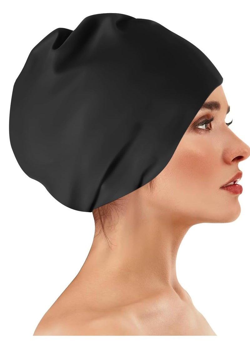 spa luxetique Oversized Swimming Cap - English Long Bag (125g), Adult Black Women's Swimming Cap for Braids and Fear Long Braids  - Image 1