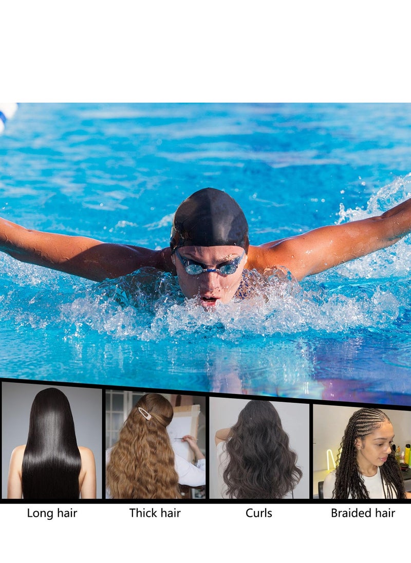 spa luxetique Oversized Swimming Cap - English Long Bag (125g), Adult Black Women's Swimming Cap for Braids and Fear Long Braids  - Image 3
