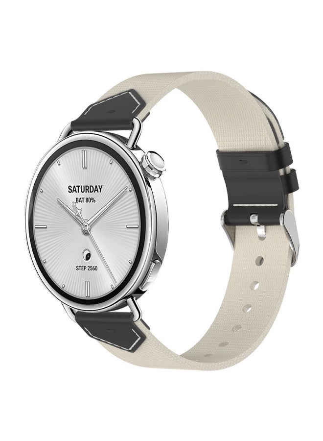 Kmaxai Compatible With Xiaomi Watch S4 41mm Nylon Leather Composite Strap, Xiaomi Watch S4 Braided Watchband, Classic Elegant Women's Watch Chain, Starlight Black - Image 1