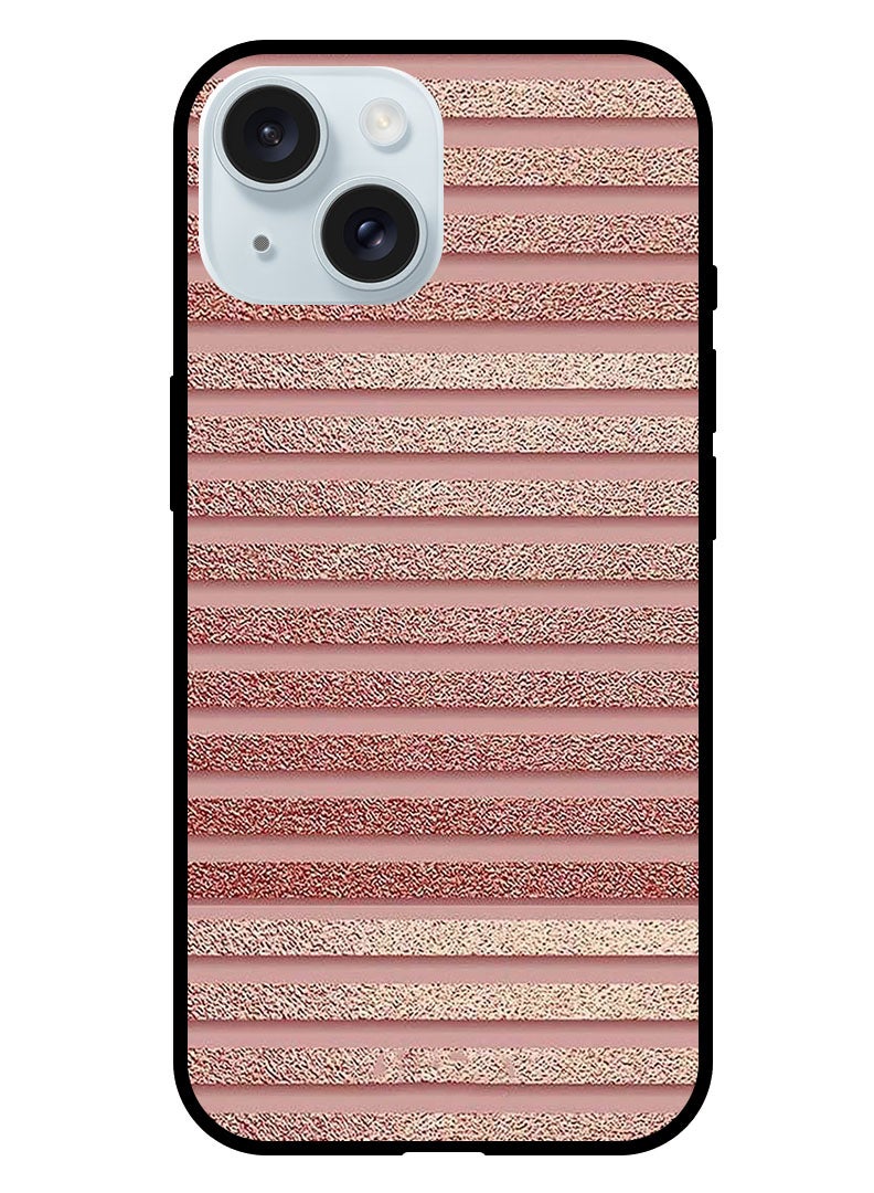 Theodor Protective Case Anti Scratch Shock Proof Bumper Cover For iPhone 15 Plus Pink Glitter Strips - Image 1