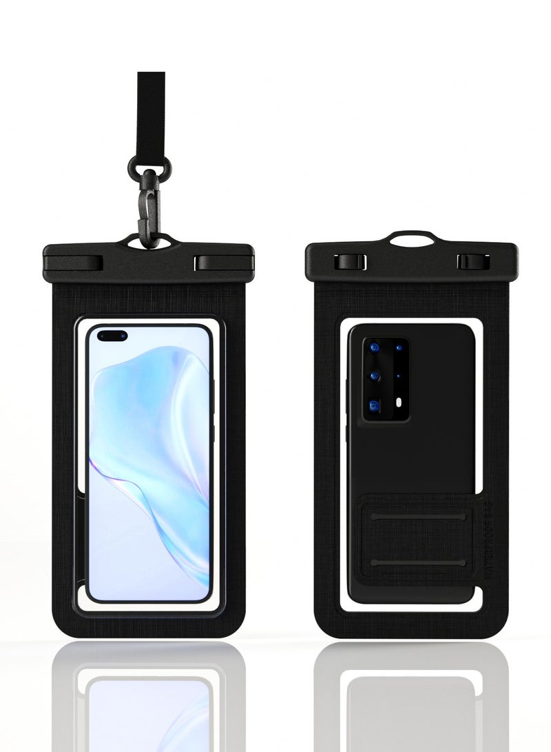 2-Pack Waterproof Phone Case 30M Underwater Waterproof Phone Pouch with Finger Cot for Large Phones up to 7.2''，Waterproof Cell Phone Case Fit Compatible for iPhone 16/15/14/13 Series，Samsung Galaxy (Black)ZP21