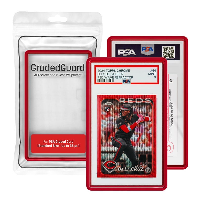 GradedGuard Graded Card Guard Case for Standard PSA Slab Case | Transparent Deep Colors | High Gloss Finish | Stackable | Made to Fit PSA | Solid TPU and PC Design (Ruby) - Image 1