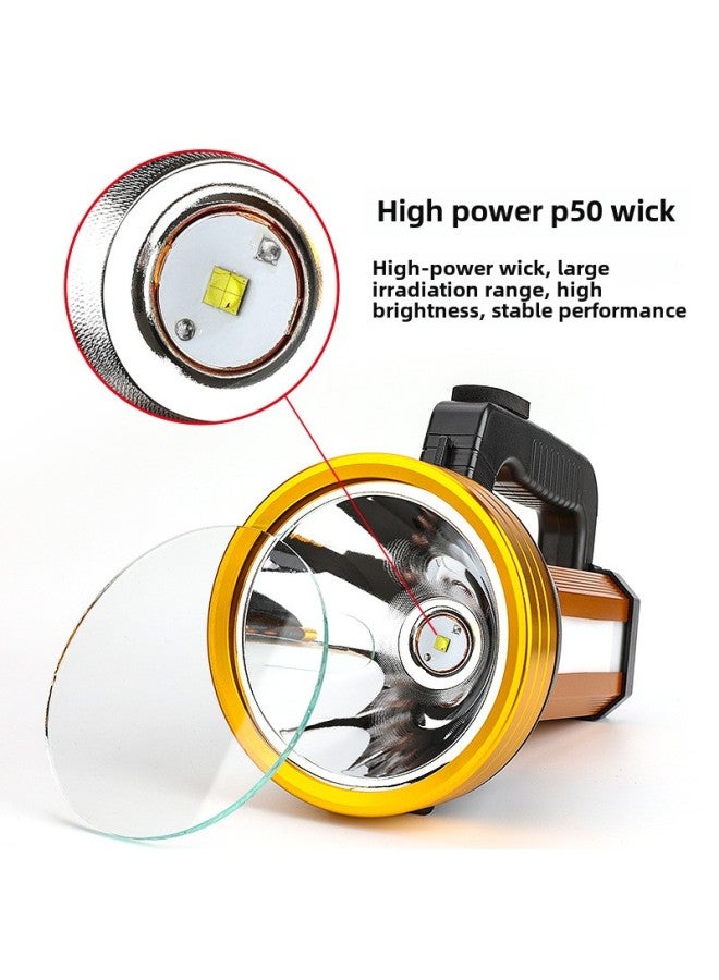 Led Flashlight P50 Home Camping Emergency Charging Portable Patrol Fishing Searchlight-Color:Silver Z15-P50 Wicks With Side Lights USB Four Lithium Batteries + Red And Blue Warning Lights + Data Lin - Image 3