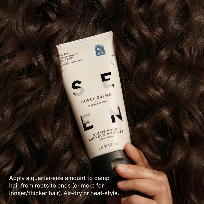 SEEN Curly Creme, Fragrance Free - Non-Comedogenic & Curl Defining Styling Hair Cream- Anti Frizz- Heat Protectant- Safe for Sensitive Skin - Image 5