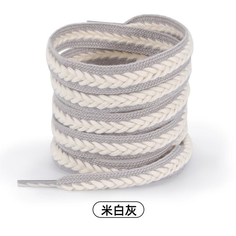 All-Match Wheat-Ear Shoelaces Widened Flat Woven Multi-Color Shoelace Rope Sneaker Small White Shoes Men And Women Casual All-Match - Image 1