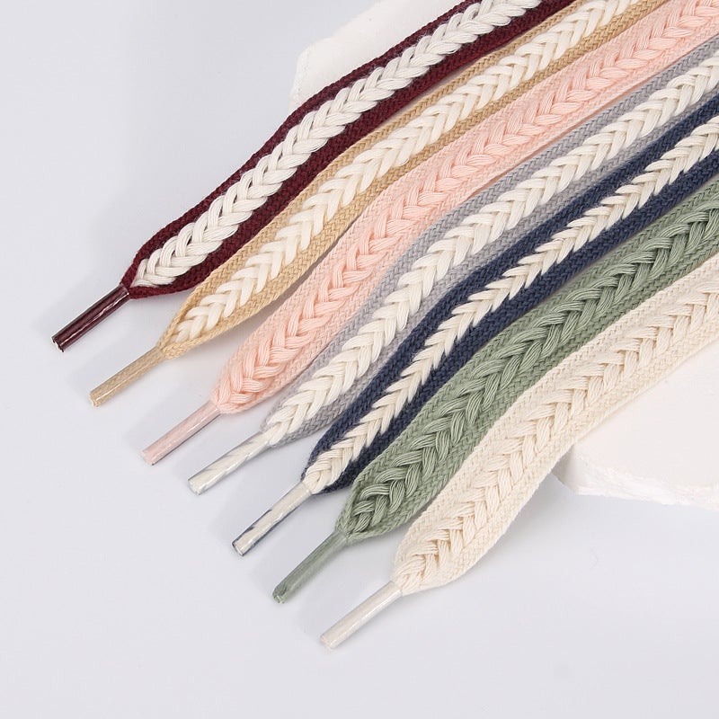 All-Match Wheat-Ear Shoelaces Widened Flat Woven Multi-Color Shoelace Rope Sneaker Small White Shoes Men And Women Casual All-Match - Image 2