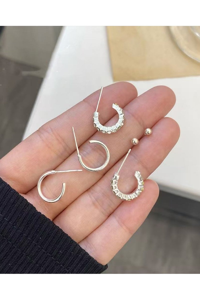 Goolsky S925 Silver Needle Stud Earrings Set – Minimalist Hypoallergenic Ear Care Pack, Dainty Hoops & Chic Studs for Women - Image 3