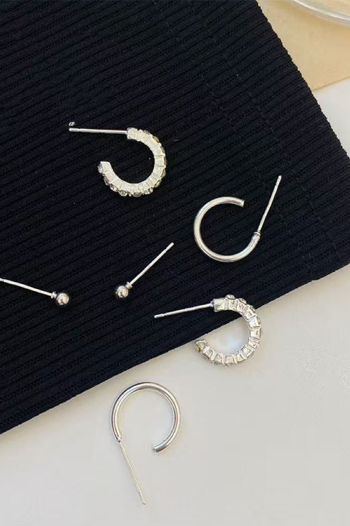 Goolsky S925 Silver Needle Stud Earrings Set – Minimalist Hypoallergenic Ear Care Pack, Dainty Hoops & Chic Studs for Women - Image 2