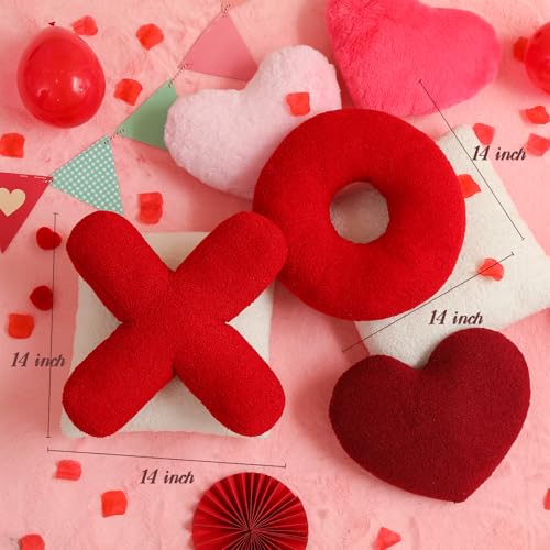 EastTree XO Pillows, Valentines Love XO Shaped Pillow, Red Throw Pillows, Love Pillow Gifts, Ultra Soft Teddy Fleece Wedding Pillows, Women Girls Kid Room Decor, Valentine's Day Decor 14x14 Inch - Image 3