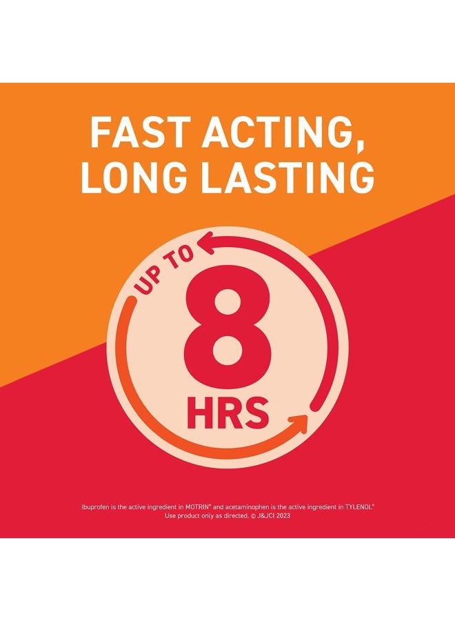 Motrin Dual Action with Tylenol, Ibuprofen & Acetaminophen Fast-Acting Dual Action Pain Reliever for Minor Aches & Pains, Ibuprofen (NSAID) 125 mg & Acetaminophen 250 mg, 120 ct - Image 4
