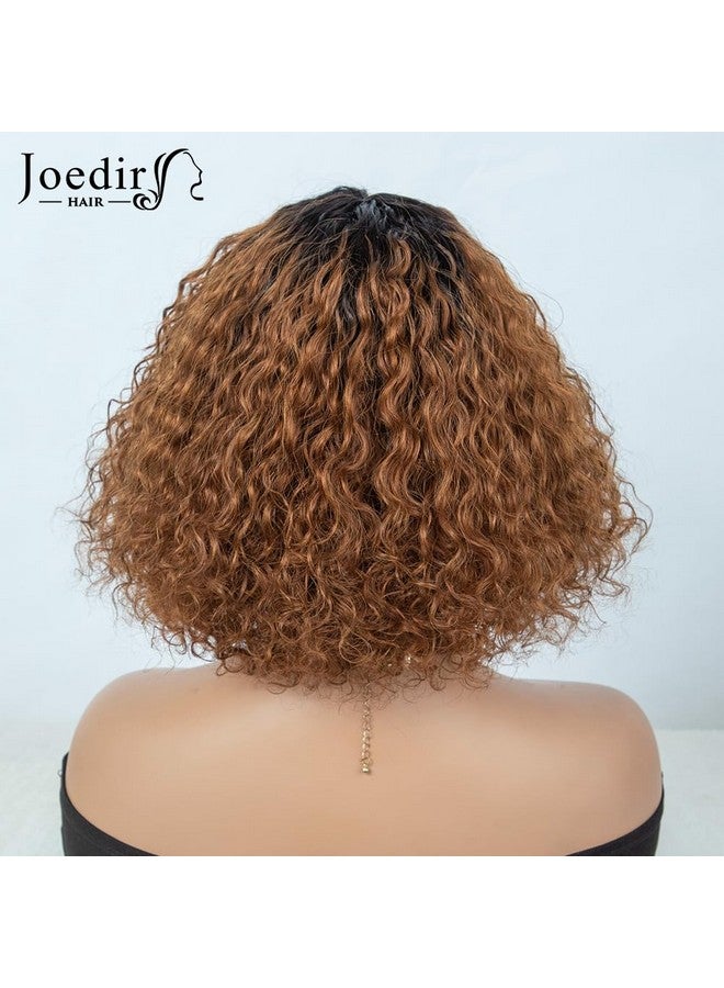 جويدر هير باروكة بوب قصيرة مجعدة مع غرة شعر بشري للنساء ذوات البشرة السمراء، شعر مستعار مموج بني 10 بوصة، كثافة 150%، بدون غراء (لون Tt1B/30) - Image 4