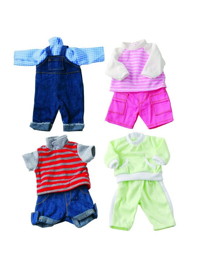 Constructive Playthings Washable Baby Doll Clothes For 12-14 Inch Dolls, Poly/Cotton, Hook And Loop, Pair With Huggable Baby Dolls, Set Of 4 Doll Outfits, Toddler Toys For Ages 3 Years And Older  - Image 1