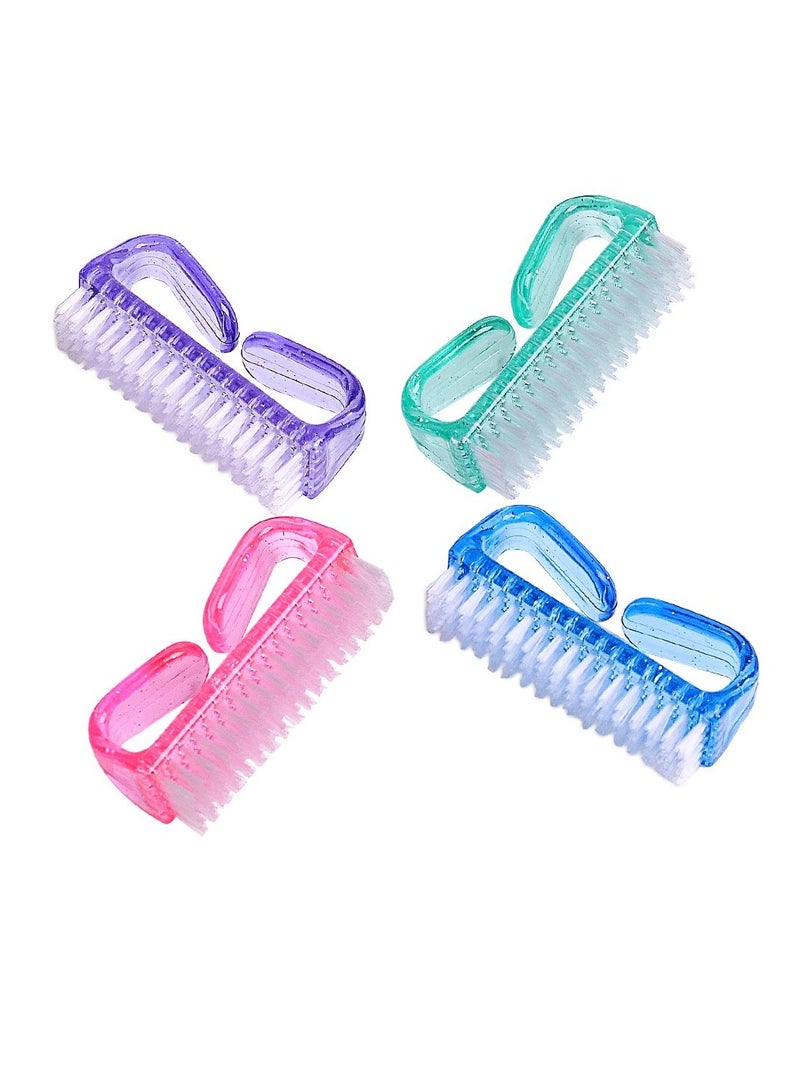 Red Blossom Handle Grip Nail Brush, Fingernail Scrub Cleaning Brushes for Toes and Nails Cleaner, Pedicure Brushes for Men and Women 4 Pack  - Image 1