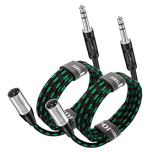 Augioth XLR Male to 1/4 Cable 10ft 2Pack Balance 6.35mm TRS Plug to 3-pin Cannon Mic Cable - Image 1
