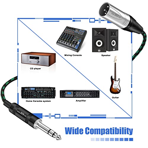 Augioth XLR Male to 1/4 Cable 10ft 2Pack Balance 6.35mm TRS Plug to 3-pin Cannon Mic Cable - Image 5