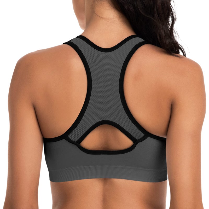 BHRIWRPY Racerback Sports Bras for Women with Pads - High Impact Athletic Tank Tops for Yoga and Workout Brassieres Bra - Image 3