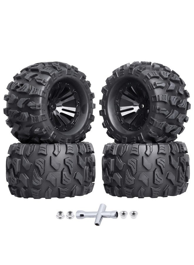 Hobbypark Pre-Glued 2.8" 12Mm Hex 1/10 Scale Rc Truck Tires And Wheels For Brushless Traxxas Rustler 4X4 Vxl Stampede 4X4 2Wd Redcat Volcano Epx Pro S30 Blackout Xte Pro(4-Pack) - Image 1