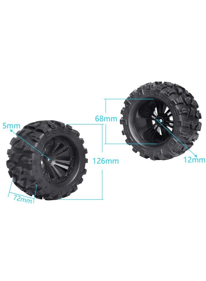 Hobbypark Pre-Glued 2.8" 12Mm Hex 1/10 Scale Rc Truck Tires And Wheels For Brushless Traxxas Rustler 4X4 Vxl Stampede 4X4 2Wd Redcat Volcano Epx Pro S30 Blackout Xte Pro(4-Pack) - Image 2