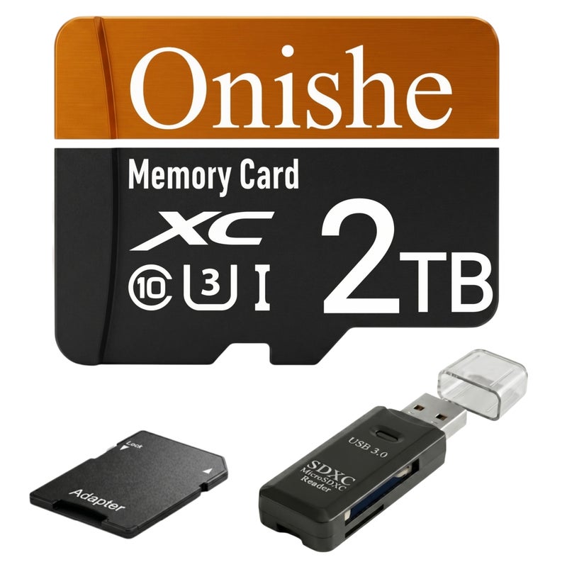 Onishe 2TB Flash Memory Card Card Class 10 Micro SD U3 4K Expansion TF Card High Speed for Camera/Gopro/Phone/Car Dashcam/Monitor/Drone/Computer/Tablet/PC - Image 1