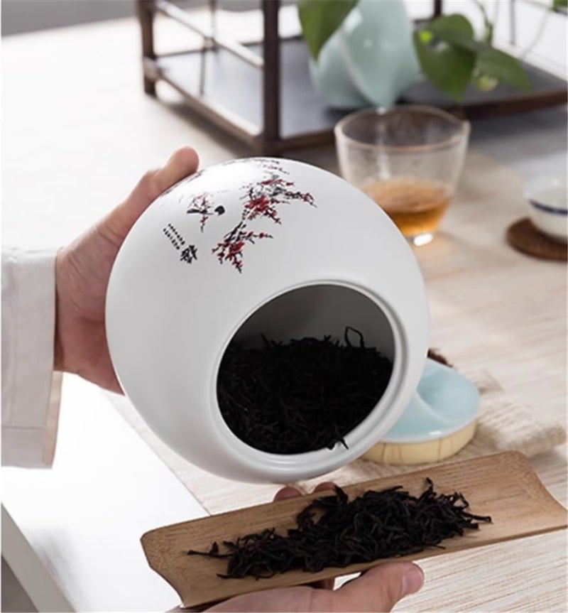 Tea Tin Ceramic Canister With Sealed Lid And Tassel Household Coffee Candy Storage Jar(Red,Small) - Image 5