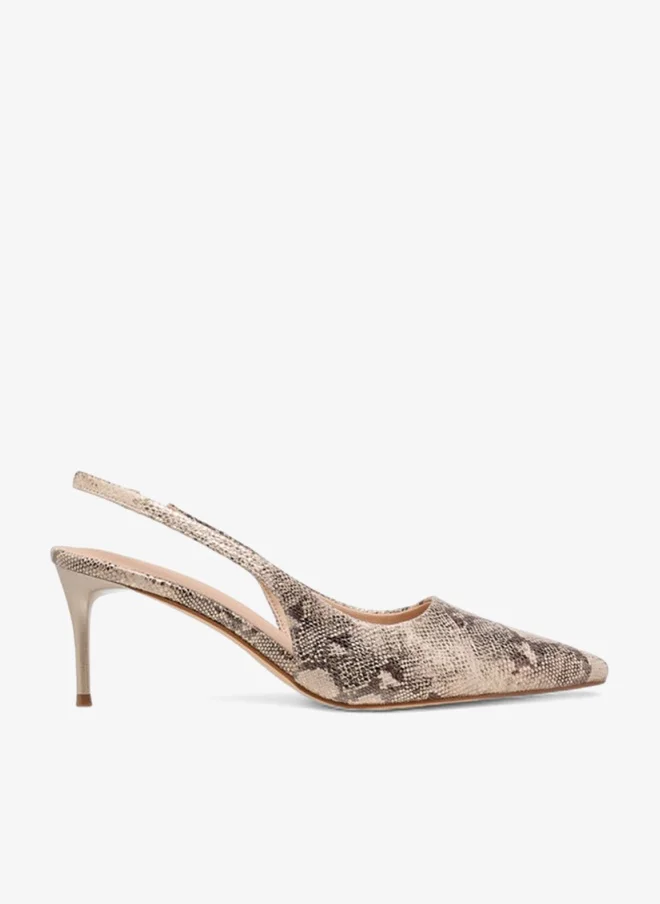 Flora Bella By Shoexpress Women Textured Slingback Shoes with Stiletto Heels