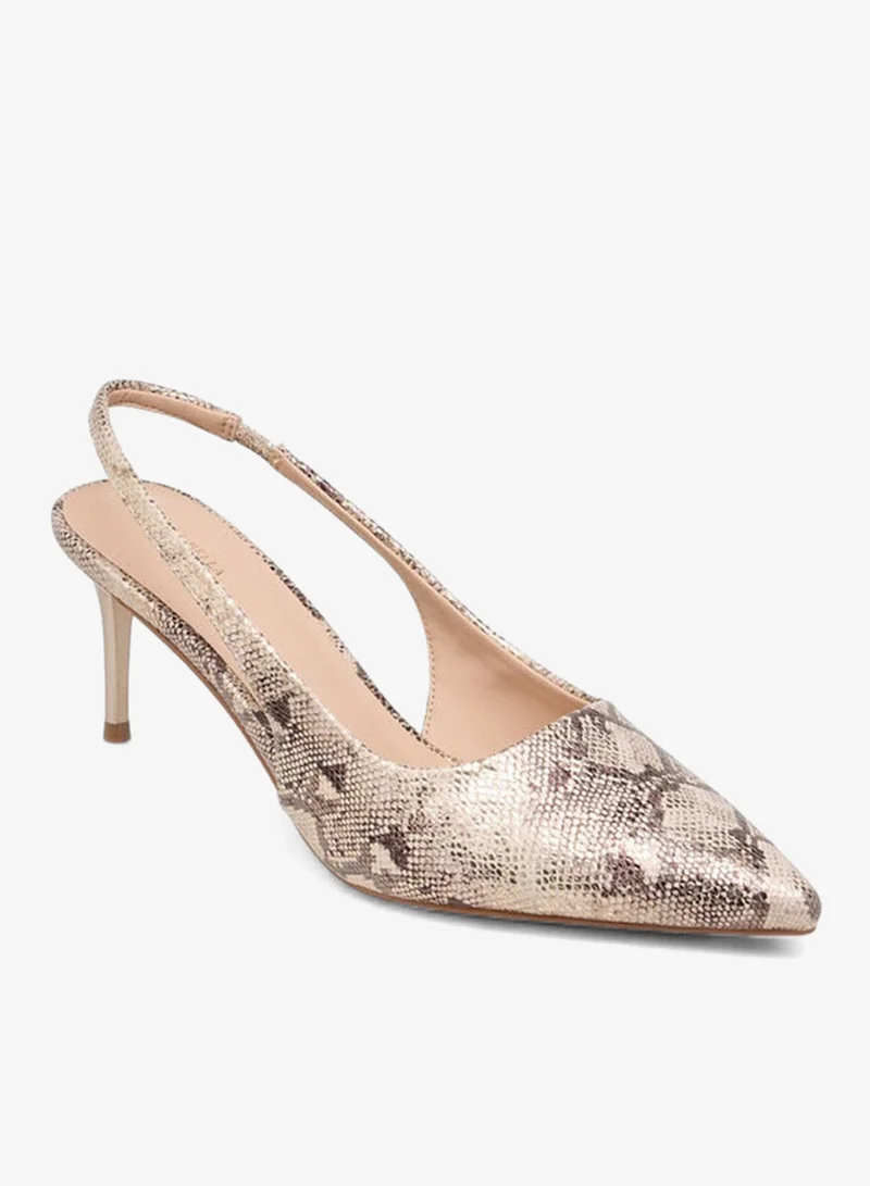 Flora Bella By Shoexpress Women Textured Slingback Shoes with Stiletto Heels
