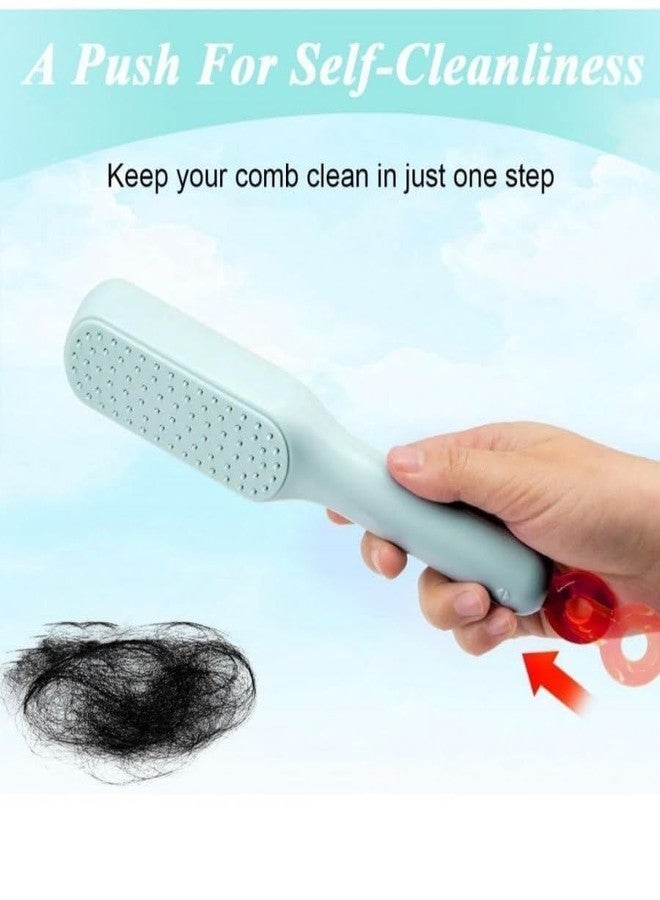 QUEBERS Self Cleaning Hair Brush - One-Pull Clean Massage Comb, Easy Clean Hair Brush | Soft Hair Combs Hairbrushes for Long Short Wavy Straight Hair | Hair Styling Tools For All Hair Types (medium, 2, count) - Image 2