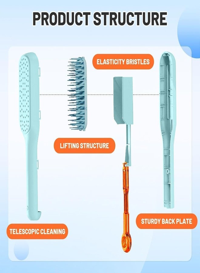 QUEBERS Self Cleaning Hair Brush - One-Pull Clean Massage Comb, Easy Clean Hair Brush | Soft Hair Combs Hairbrushes for Long Short Wavy Straight Hair | Hair Styling Tools For All Hair Types (medium, 2, count) - Image 4