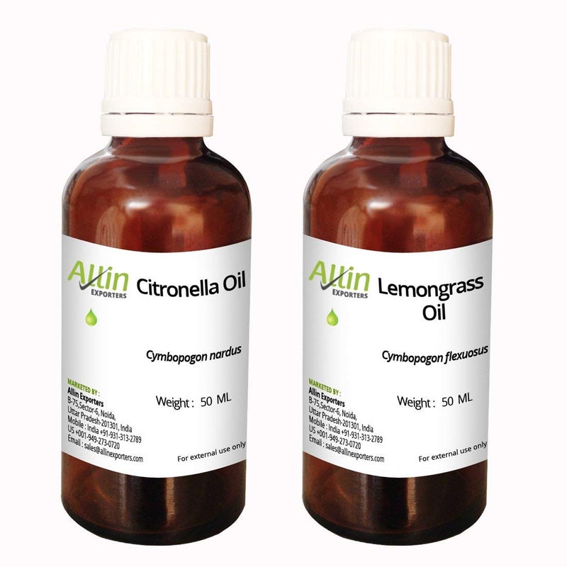 Allin Exporters Pack Of Natural Mosquito Repellent Oil Citronella Oil 50ml Lemongrass Oil50ml 100ml Total - Image 1