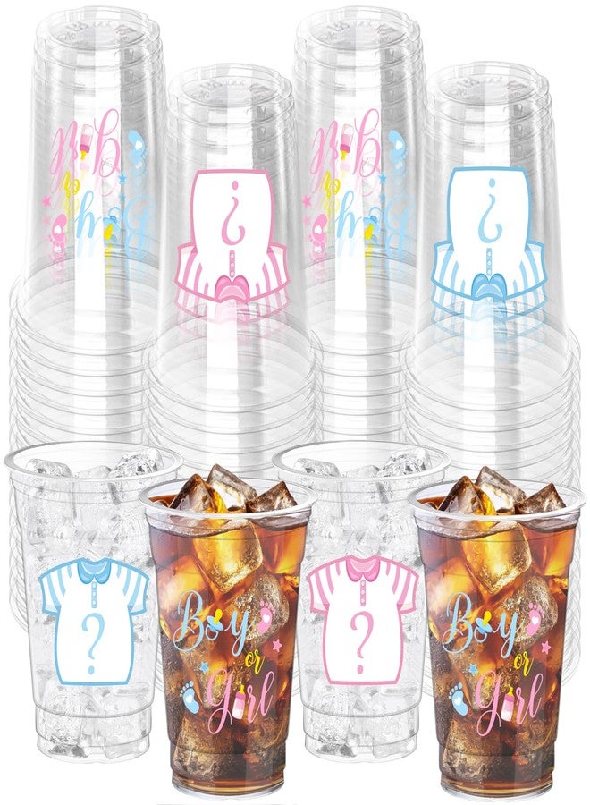 WNINK 50 Pcs Gender Reveal Party Plastic Cups, 12oz Boy or Girl Clear Cup Pink and Blue Gender Reveal Party Cups Supplies for Baby Shower Party Team Boy or Team Girl Decorations - Image 1