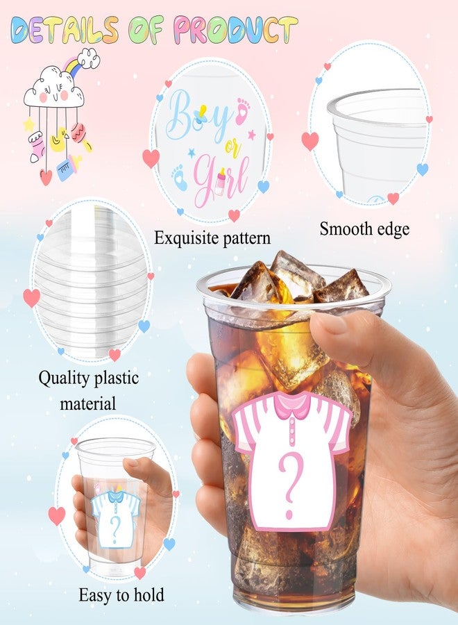 WNINK 50 Pcs Gender Reveal Party Plastic Cups, 12oz Boy or Girl Clear Cup Pink and Blue Gender Reveal Party Cups Supplies for Baby Shower Party Team Boy or Team Girl Decorations - Image 4