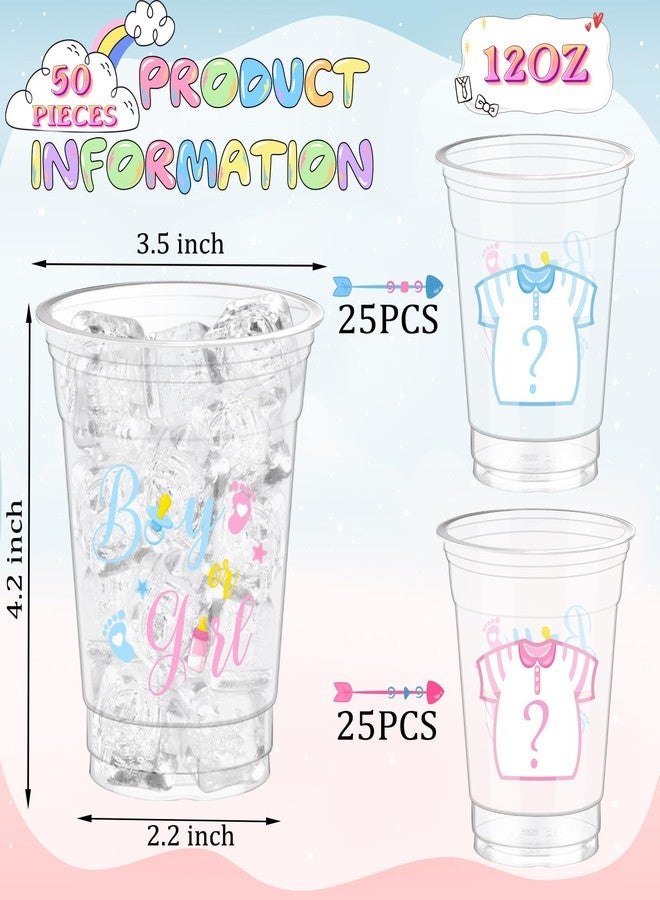 WNINK 50 Pcs Gender Reveal Party Plastic Cups, 12oz Boy or Girl Clear Cup Pink and Blue Gender Reveal Party Cups Supplies for Baby Shower Party Team Boy or Team Girl Decorations - Image 5
