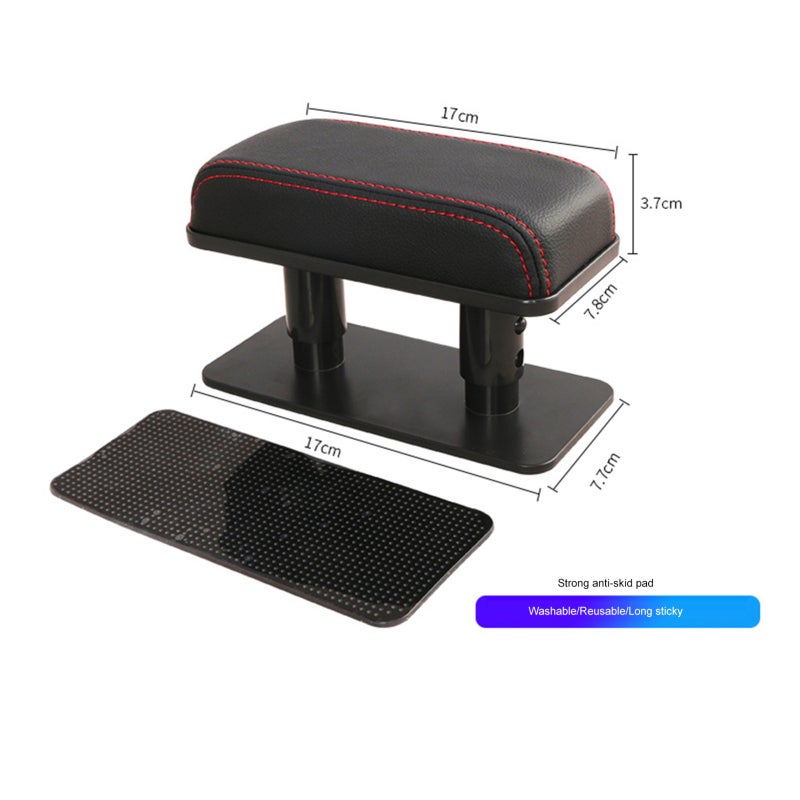 Car Armrest Left Elbow Support: Black PU Leather With Memory Foam, Adjustable Height 9cm/10.5cm/12cm - Easy To Install, Non-Damaging Design, Comfort Armrest Pad for Daily Driving & Long Road Trips - Image 5