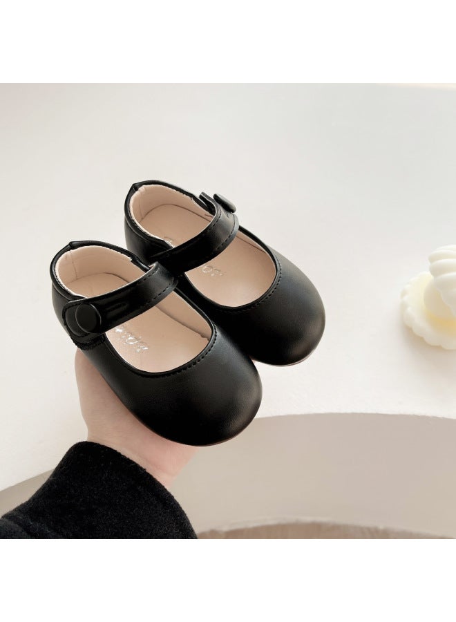 Girls' Leather Shoes Black Princess Shoes Single-layer Shoes New Spring Children's Shoes Soft Bottom Peas Shoes Baby Girls' Shoes