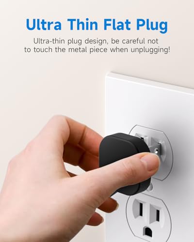 LitStar Flat Plug Short Extension Cord 1Ft Low Profile Adapter 3 Prong Indoor Small Grounded Power Cable Outlet Saver 16AWG 13A 1625W Black 2 Pack - Image 5